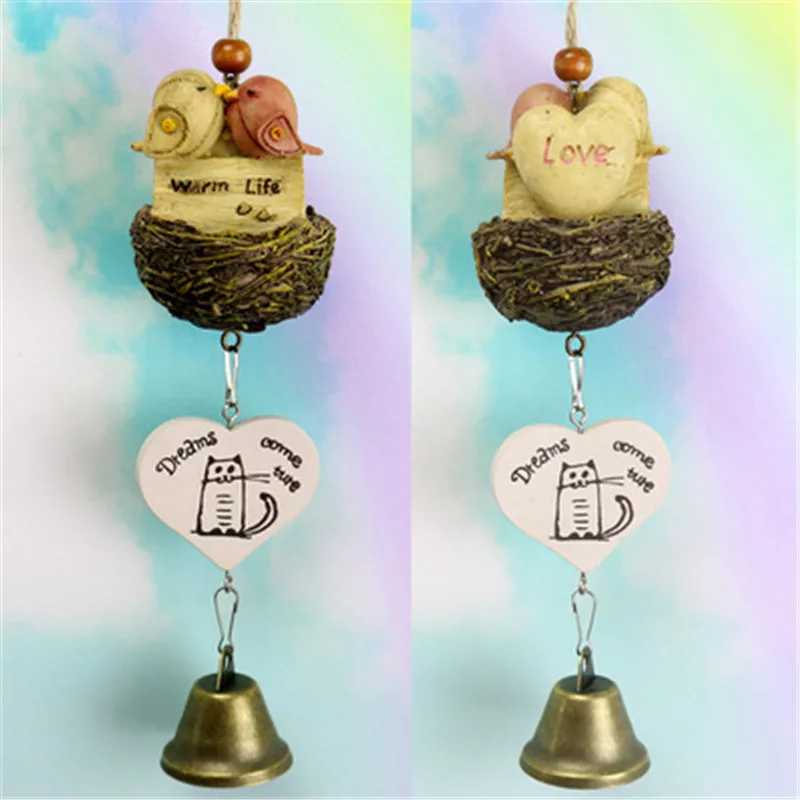 

Creative Bird Wind Chimes Clock Garden Outdoor Garden Home Decoration Accessories Wall Hanging Bird Nest Wind Chime Home Decor