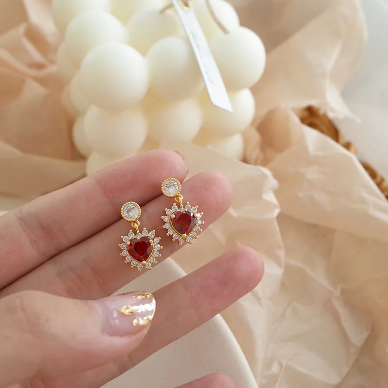 2019 New Fashion Temperament Romantic Red Heart Earrings Elegant Sexy Korean Women Jewelry Earrings - Image 6