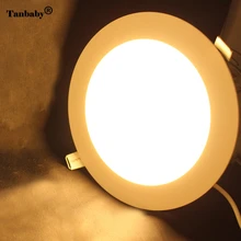 Tanbaby 3 Вт, 6 Вт, 9 Вт, 12 Вт, 15 Вт, 18 Вт, круглый светодиодный панельный светильник AC85-265V, ультратонкий Светодиодный Потолочный встраиваемый светильник, светодиодный светильник