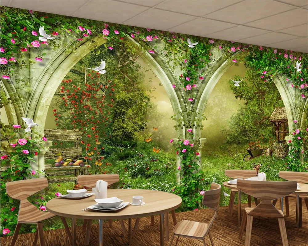 Beibehang Custom wallpaper home decoration mural fantasy rural arch