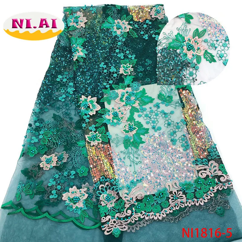 Французская кружевная Роскошная ткань, расшитая бисером африканская Женская ткань, светильник, популярные материалы для платья Ni1816