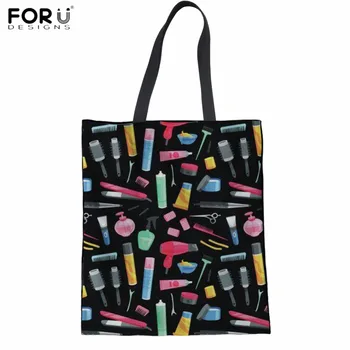 

FORUDESIGNS 3D Hair Stylist Fashion Women's Tote Shopping Bags Reusable Ladies Environmental Protection Mom Shopper Bag Handbags