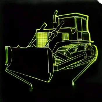 

Bulldozer Tractor Truck Car 3D Night Light 7 Color Change LED Table Desk Lamp Acrylic Flat ABS Base USB Charger Home Decoration
