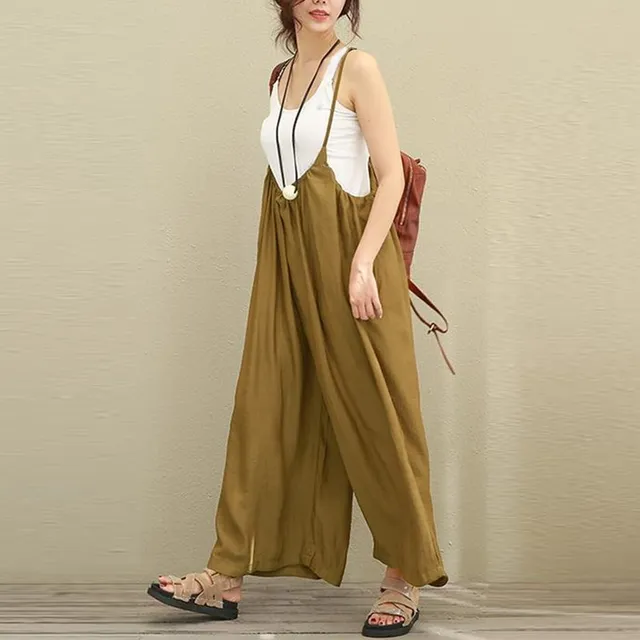 2018 ZANZEA Women Overalls Wide Leg Pants Vocation Dungarees Casual Cotton Linen Jumpsuits Long Trousers Plus Size S-5XL Rompers 1