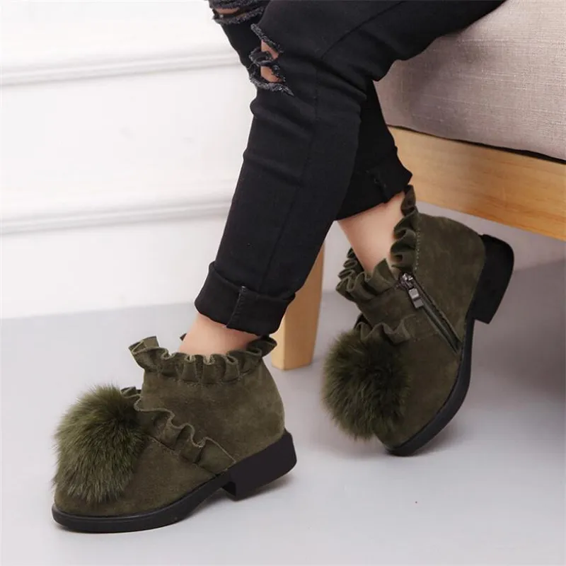 

Children Girl Snow Boots 2018 Warm Winter Shoes Girls Ankle Zip Plush Inside Princess Shoes Kids Girls Winter Rubber Boots