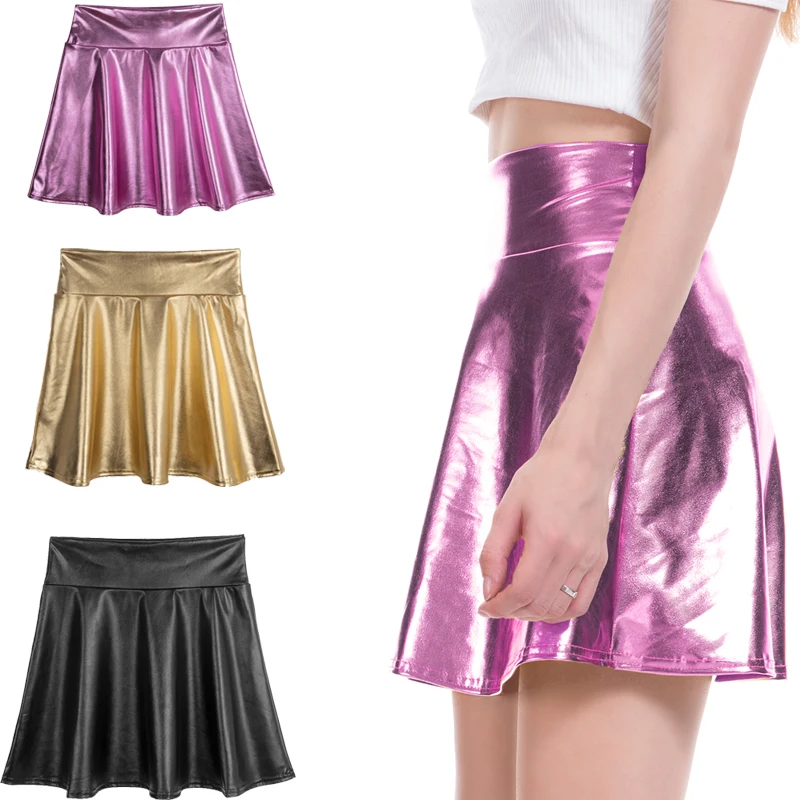 Sexy Women Slim Umbrella Skirt High Waist Short Mini Skirt Pleated