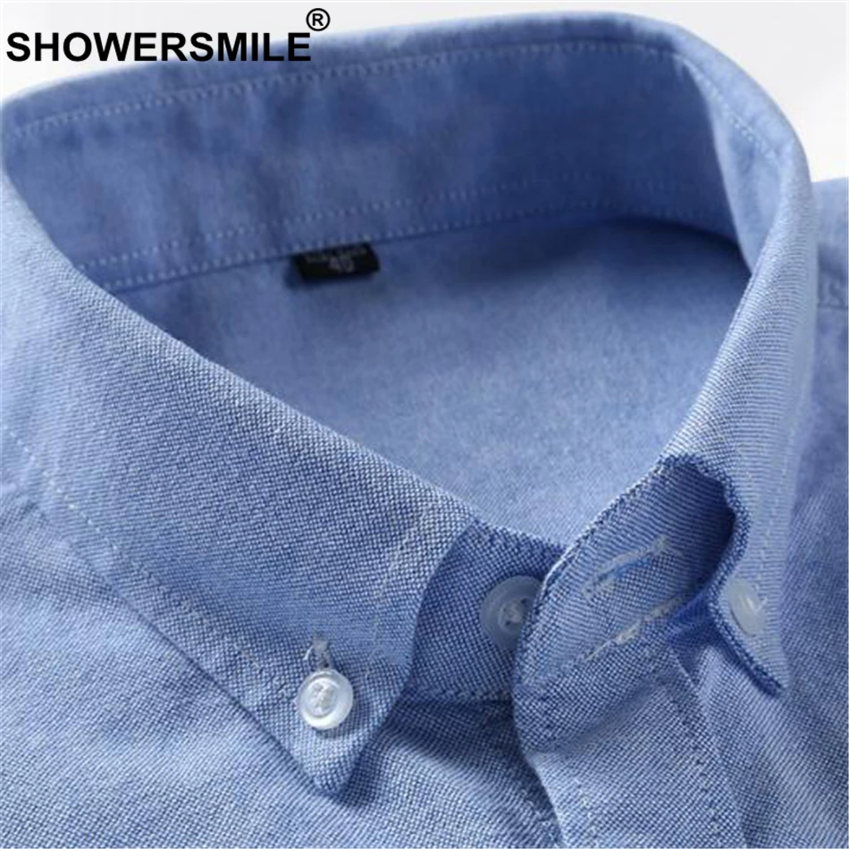 SHOWERSMILE рубашка для мужчин желтый натуральный хлопок повседневное Slim Fit мужской вышивка рубашка с длинными рукавами Осень мужские, большого