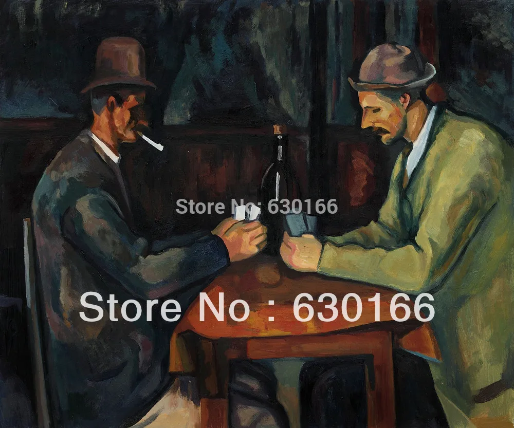 

Oil Painting on Canvas Abstract - Card players with Pipes by Paul Cezanne Figure Paintings Handmade 100%