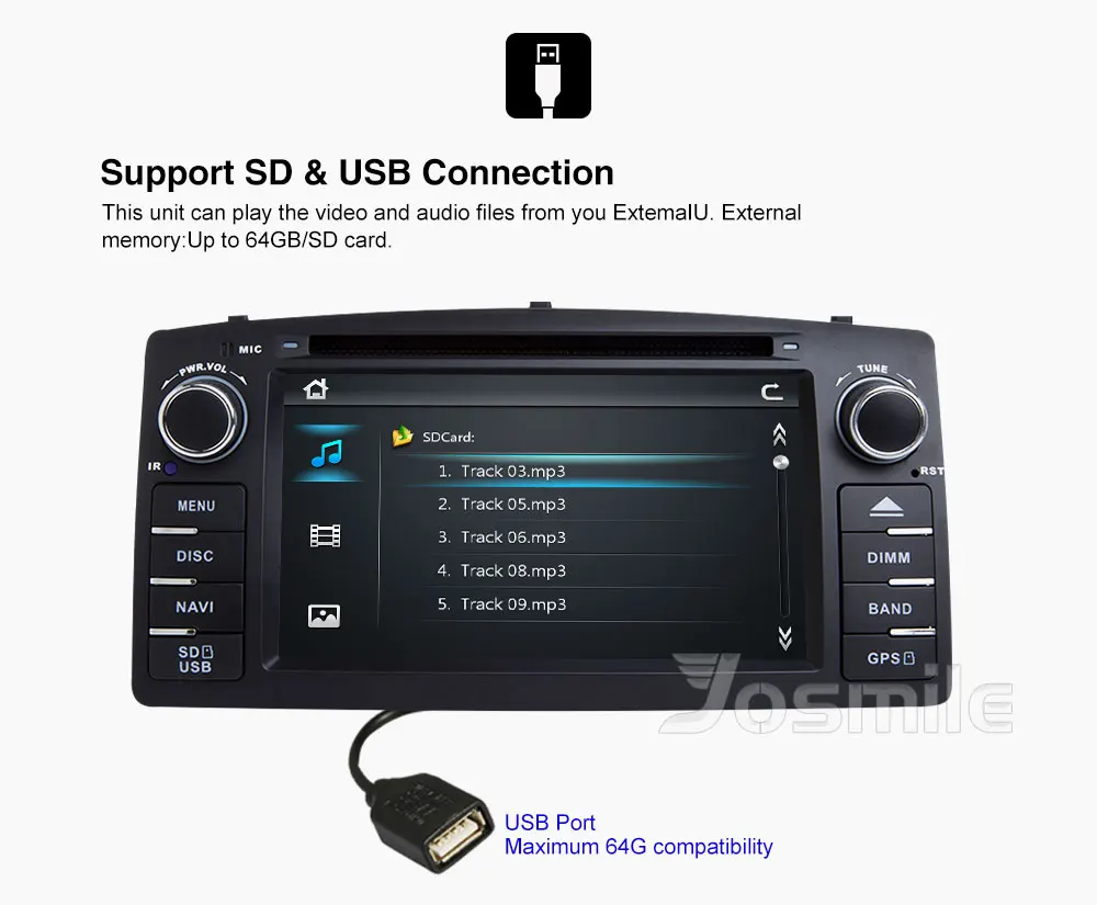 Top Josmile 2 Din Car DVD Player For Toyota Corolla E120 BYD F3 2000 2005 2006 Radio Multimedia Head Unit Stereo GPSNavigation Audio 6