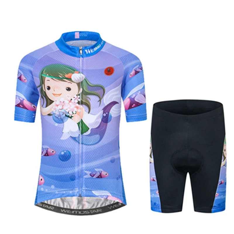 Детская велосипедная одежда с коротким рукавом 3D гелевые шорты костюм детский Велоспорт Джерси комплект для мальчиков и девочек велосипедный свитер-Джерси велосипедный одежда 9 стиль