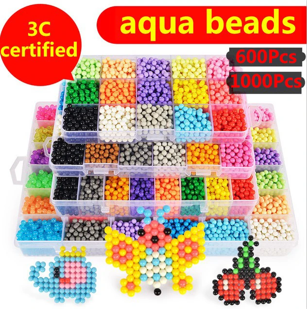 6 Colors 600pcs Aquabeads Spray Magic Beads Kit Ball Aqua beads Puzzle Game Fun DIY 3D puzzle Educational Toys For Kids (1)