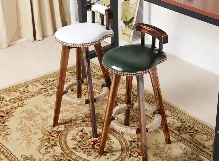 olid wood bar chair American retro bar stool Domestic high chair