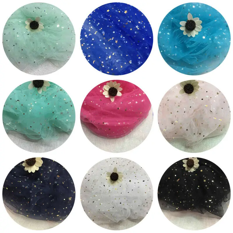 Sparkle Star Mesh Tulle Fabric 150*100cm Net Tulle Wedding Party Decoration Material DIY Sewing By the Metre