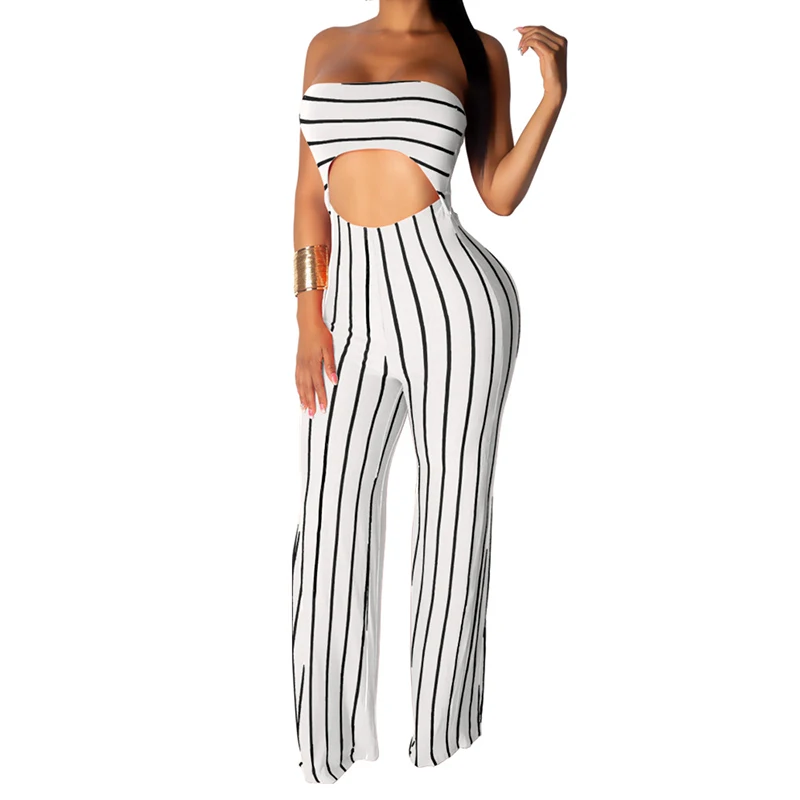 Echoine Sexy Cut Out Jumpsuit Off Shoulder Striped Long Wide Pants Rompers Womens Jumpsuit Overalls Summer Cloth For Women Echoine Sexy Cut Out Jumpsuit Off Shoulder Striped Long Wide Pants Rompers Womens Jumpsuit Overalls Summer Cloth For Women