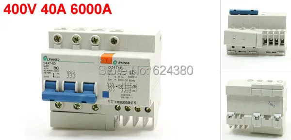 

DZ47-63 C40 3P 3 Three Poles Household Miniature Earth Leakage Circuit Breaker 6000A