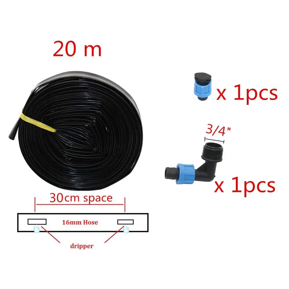 20/40/80m сельское хозяйство Капельное орошение лента парникового полива Системы 16 мм капельная лента 15/20/30 см пространство пористый шланг - Цвет: 30cm space