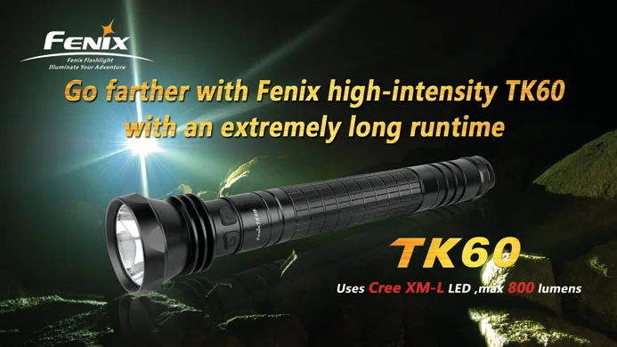 1 шт. Fenix TK60 фонарик Cree XM-L U2 светодиодный фонарь 800 люмен 6 режимов высокой мощности спасательный поисковый фонарь