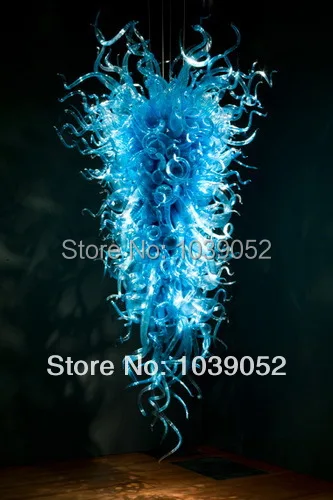 

Free shipping long blue hand blown glass chanderlier lighting (BGC2081)