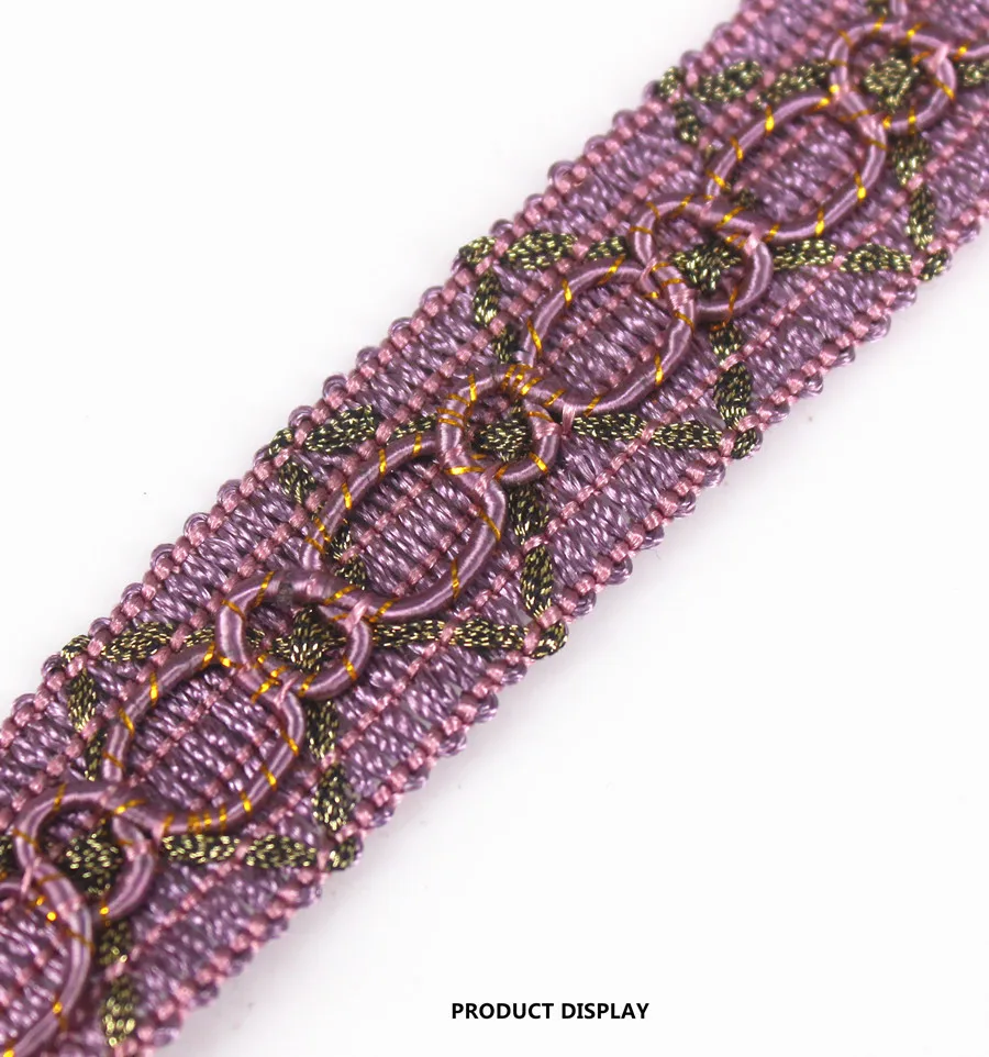 20yd Purple Tone Embroidered Lace Ribbon Trim Applique Motif Venise