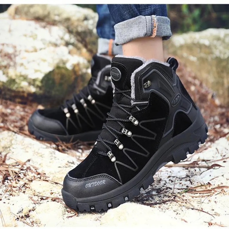 

Men Ankle Boots Suede Leather Warm Winter Boots Outdoor Men Snow Boots Fashion Climbing men Winter Shoes