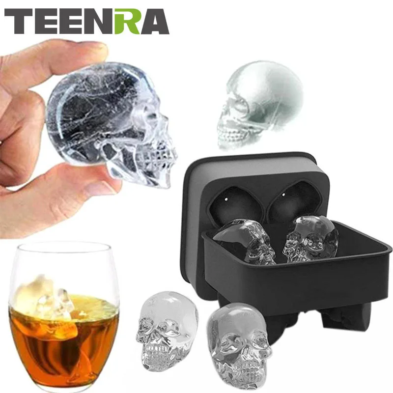 1 шт. силиконовая форма для льда в виде черепа с 4 отверстиями|silicone ice cube tray|cube trayice