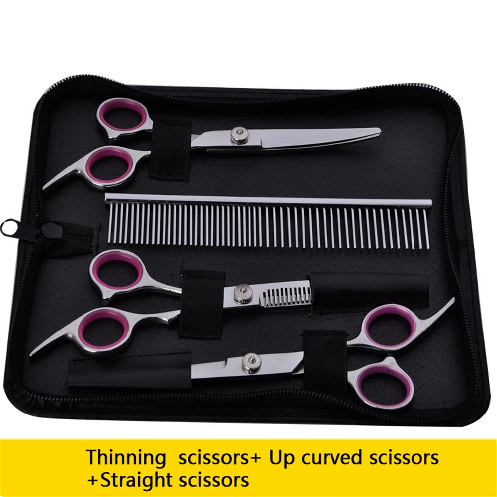 

4Pcs/set 6.0 Inch Pet Dog Grooming Scissors Set Stainless Steel Straight Thinning Curved Dogs Cat Hair Cutting Shears Kit Tools