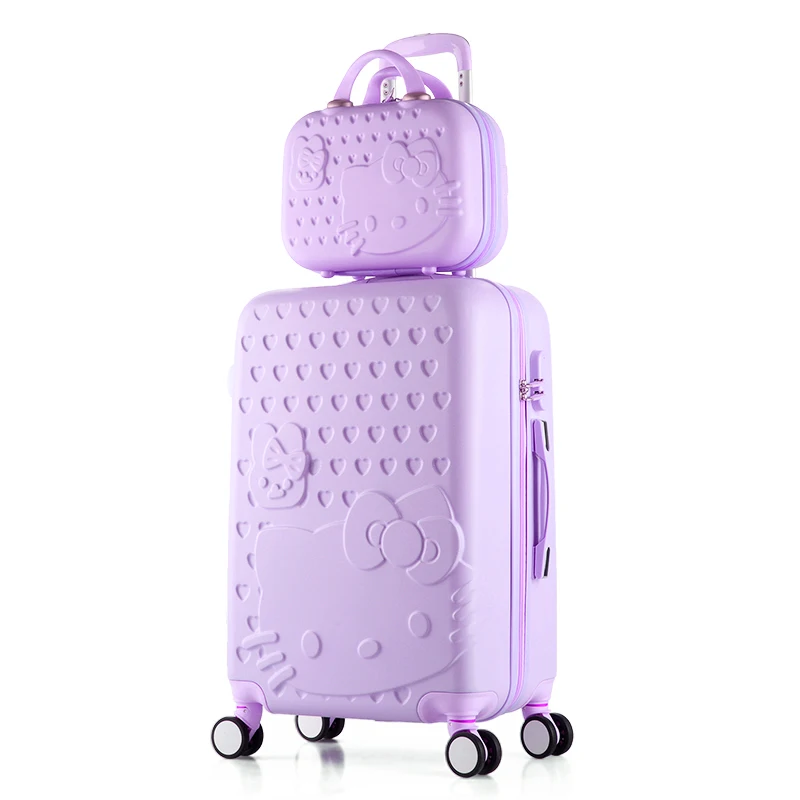 

2PCS/SET Lovely 20 22 24 28 inches girl students trolley 14inch Cosmetic bag hello Kitty Travel luggage woman rolling suitcase