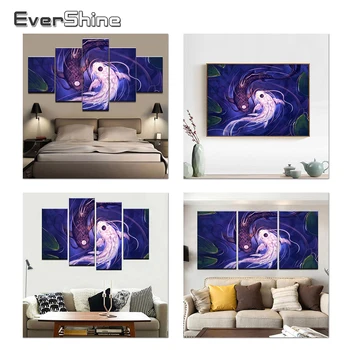 

EverShine Multi-picture Iamond Koi Painting Pictures Of Rhinestones Diamond Embroidery Animals Fish Diamond Mosaic Home Decor