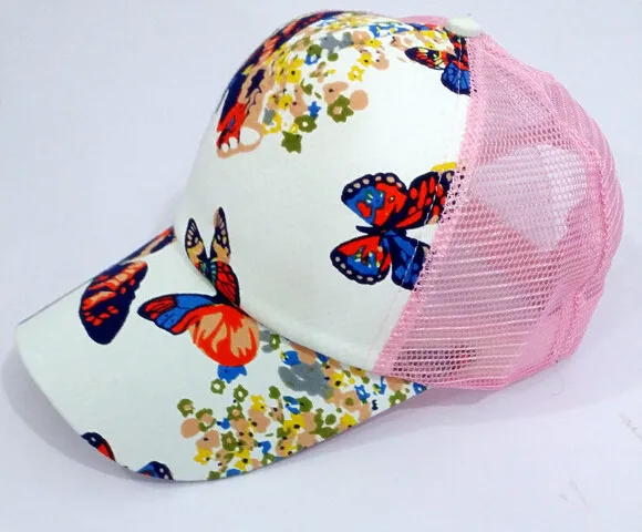 50 шт./партия Federal Express быстро,, Европейский стиль, Женский Повседневный принт бабочки на цветах бейсболка для взрослых женские сетчатые шляпы от солнца