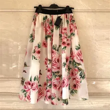 D Роскошная брендовая подиумная юбка для женщин, сицилийский стиль, сексуальная высокая талия, Бабочка, роза, принт, трапециевидная юбка до середины икры, вечерние платья