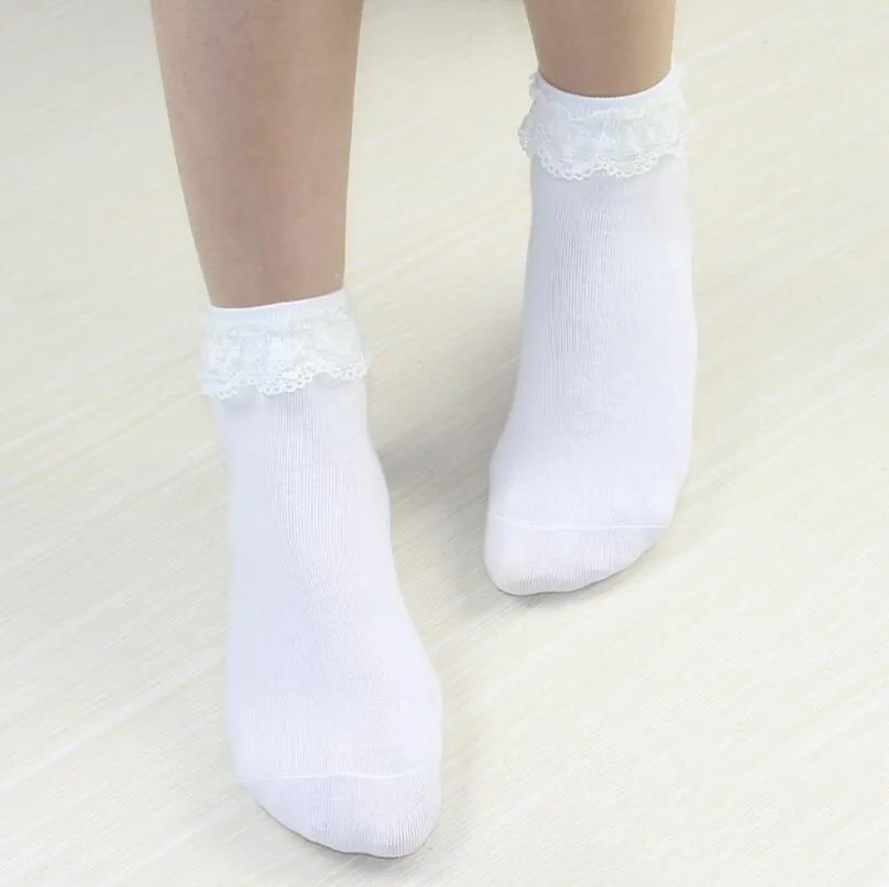 YRRETY Fashion Women Girls Lace Ruffle Frilly Ankle Socks Hollow