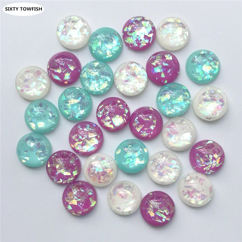 

30 pcs/lot Round Resin beads Diameter 10mm Mixed Colors Cabochon Domes Flat back DIY Jewelry Finding Pendant Settings S1010