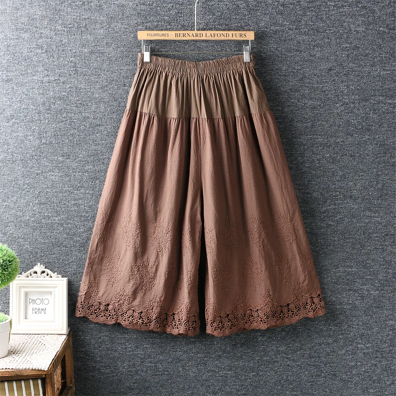 

Vintage LOLITA embroidery Wide leg LOOSE pants Female
