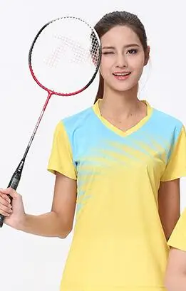 Новая футболка для бадминтона Мужская/Женская, спортивная рубашка для настольного тенниса, теннисная спортивная одежда Джерси, теннисные футболки, футболки для понга - Цвет: women yellow shirt
