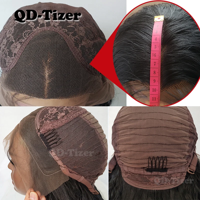 QD-Tizer 180% Density Black Loose Hair Synthetic Lace Wigs Long Loose Curly Synthetic Lace Front Wigs for Black Women