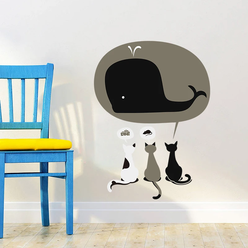 Cartoon 3 Lovely cat Have a big Dream Wall stickers For Kids Rooms DIY home decoration wall Decals wallpaper Nursery Room Decor