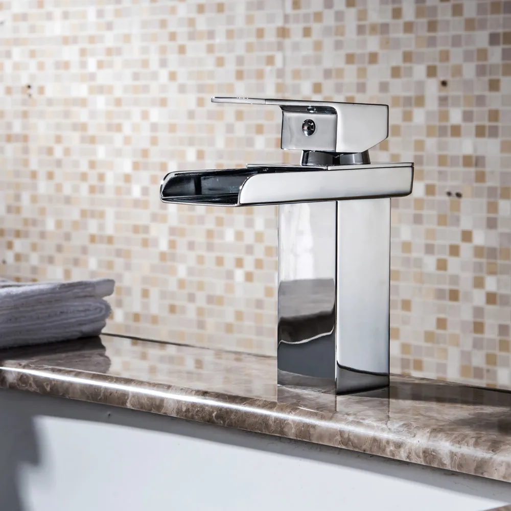 Newly Bathroom Basin Sink Faucet Waterfall Handle Single Hole Mixer Tap Deck Mounted Basin Faucet Torneira Cozinha Mci2