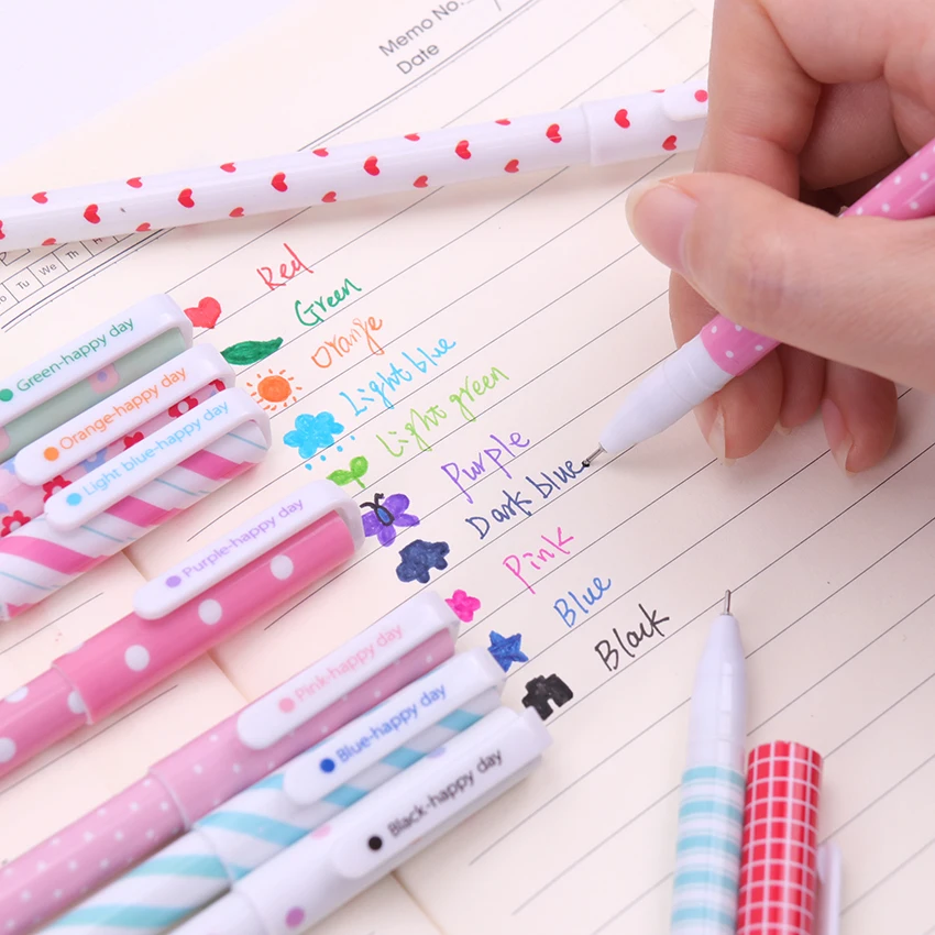 

10 Pcs Korean Stationery Watercolor Pen Gel Pens Set Color Kandelia For Writting Office School Supplies Gift