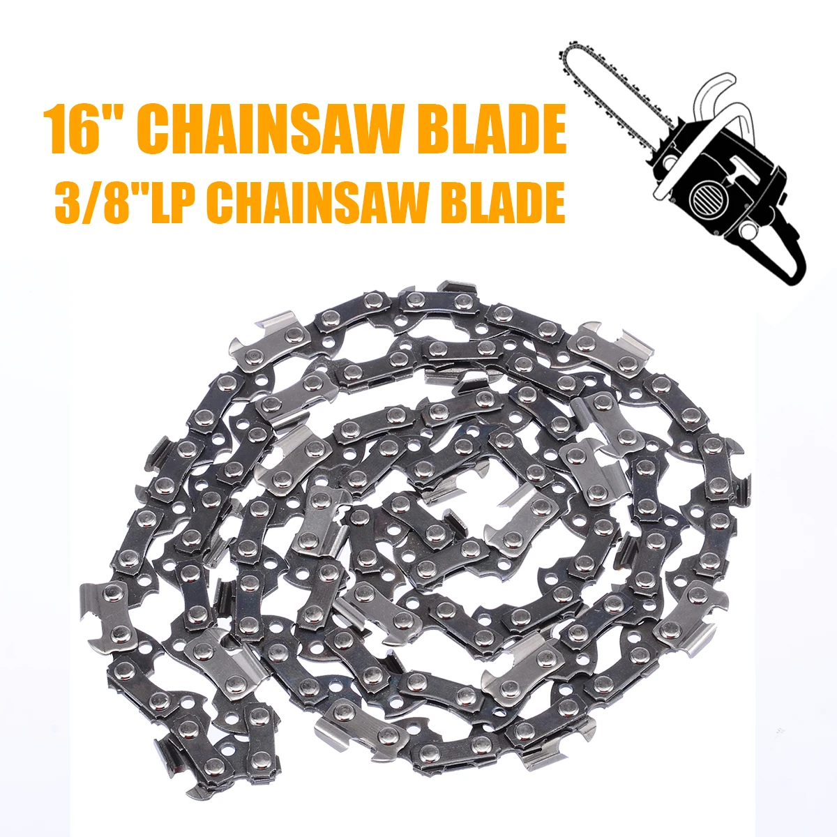 Mayitr 16" Chainsaw Saw Chain Blade Pitch 3/8"LP 0.050 Blade Saw Chain Hardware Wood Cutting Chainsaw Parts
