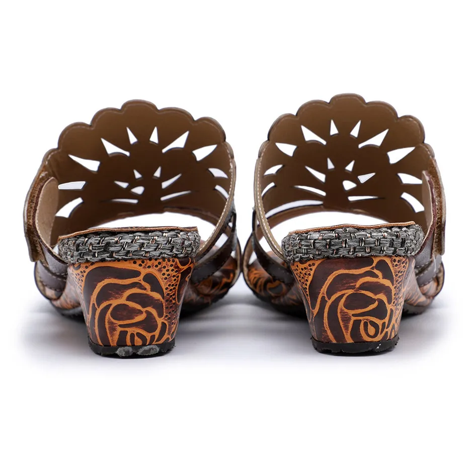 Genuine Leather Bohemian Luxury Slippers Women Shoes Vintage Handmade Peacock Design Summer Beach Slipper Slides Wedge Heels New (3)