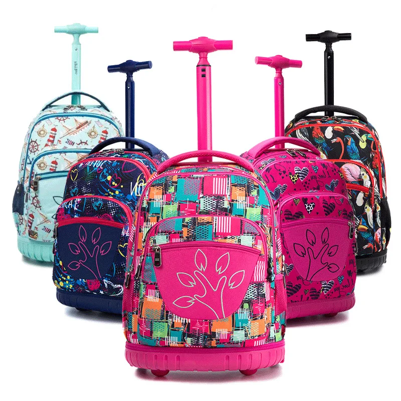 

School Rolling Backpack 18 Inch Wheeled Backpack for Boys School Bag on Wheel Children Travel Trolley Backpack Bag for Teenagers