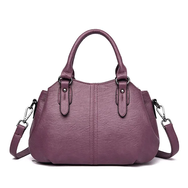 Винтажная женская сумка, женская кожаная сумка через плечо с верхней ручкой, роскошные женские сумки, дизайнерские брендовые сумки - Цвет: Purple