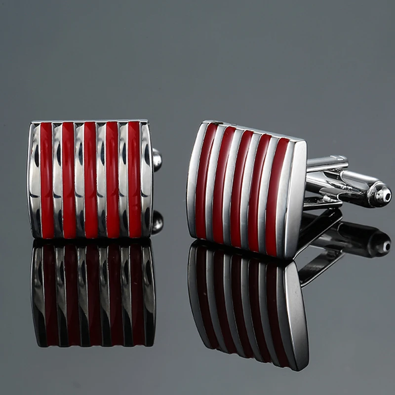 

DY New high quality brass material with square red stripes Cufflinks Men's French shirt Cufflink free shipping