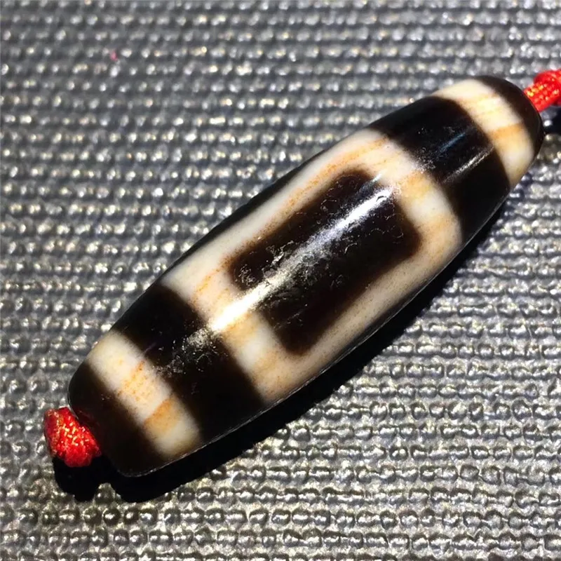 

181201-3 Magic Dzi Beads 11*37MM Cinnabar Materials Natural Agate Earth and Sky Totem dZi Bead Amulet Collectable Free Shipping