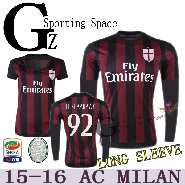 Acミラン長袖サッカーユニフォームacミランホーム1516camisetaエルshaarawyホンダmenez1516カミーササッカーシャツ白 Jersey Knit Summer Dresses Shirt Femaleshirts For Women 13 Aliexpress