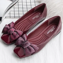 Women's shoes square toe butterfly-knot designer party ladies flat shoes comfortable non-slip large size 4.5-9 flats