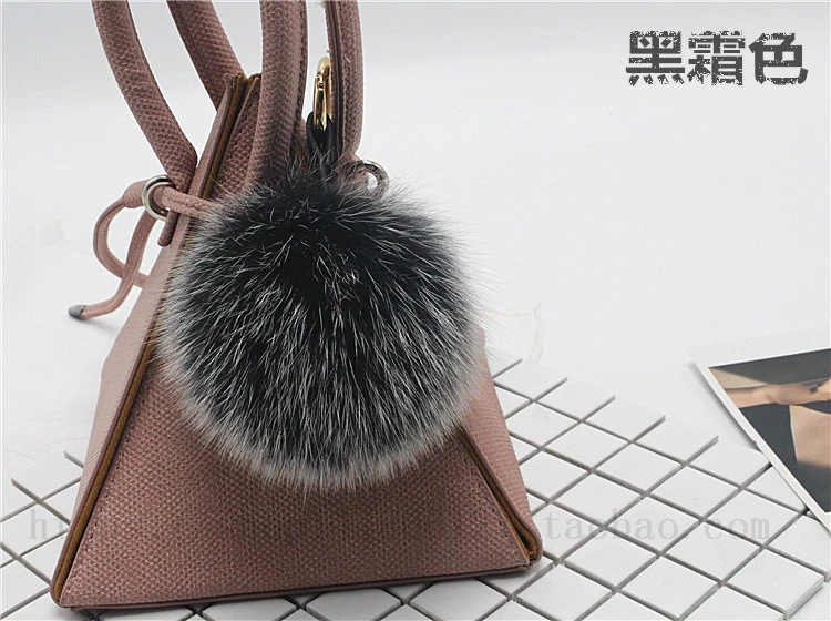

12cm Fluffy Real Fox Fur Ball Pom Poms Genuine Fur Pompom Leather Strap Keychain Car Key Chain Ring Pendant For Women Charm f277
