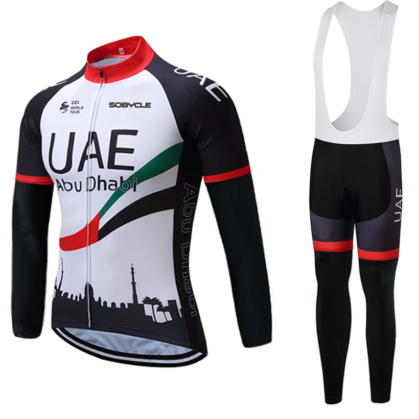 

2019 Winter UAE pro cycling jersey Black 9D gel pad bike pants set MTB Ropa Ciclismo Thermal fleece bicycling Maillot Clothing