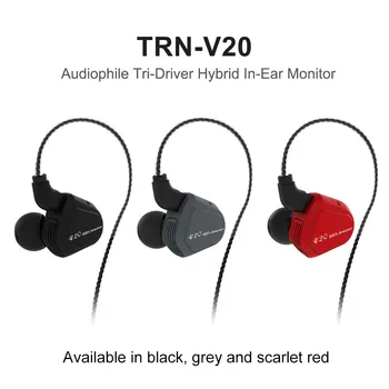 

TRN V20 In-Ear Headphones HIFI Ear Mount Motion Subwoofer with Wheat Headphones Extreme Flexible Tangle Free Specially Designed
