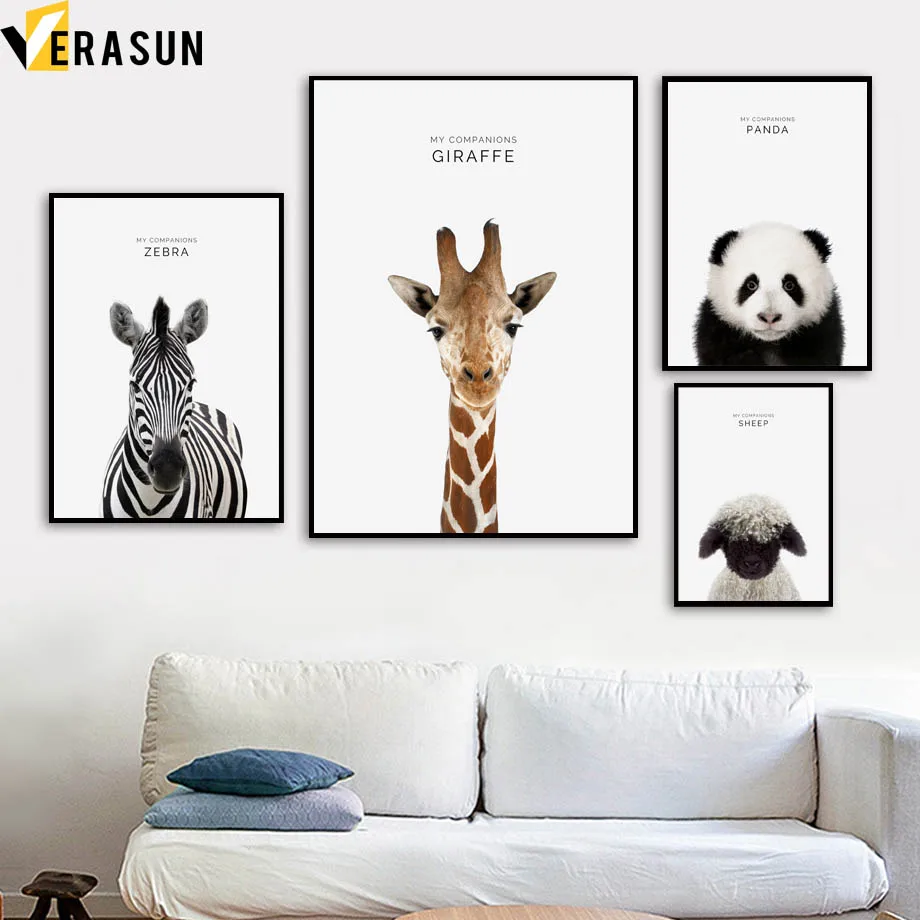 

Sheep Zebra Giraffe Panda Animals Nordic Posters And Prints Wall Art Canvas Painting Nursery Wall Pictures Baby Kids Room Decor